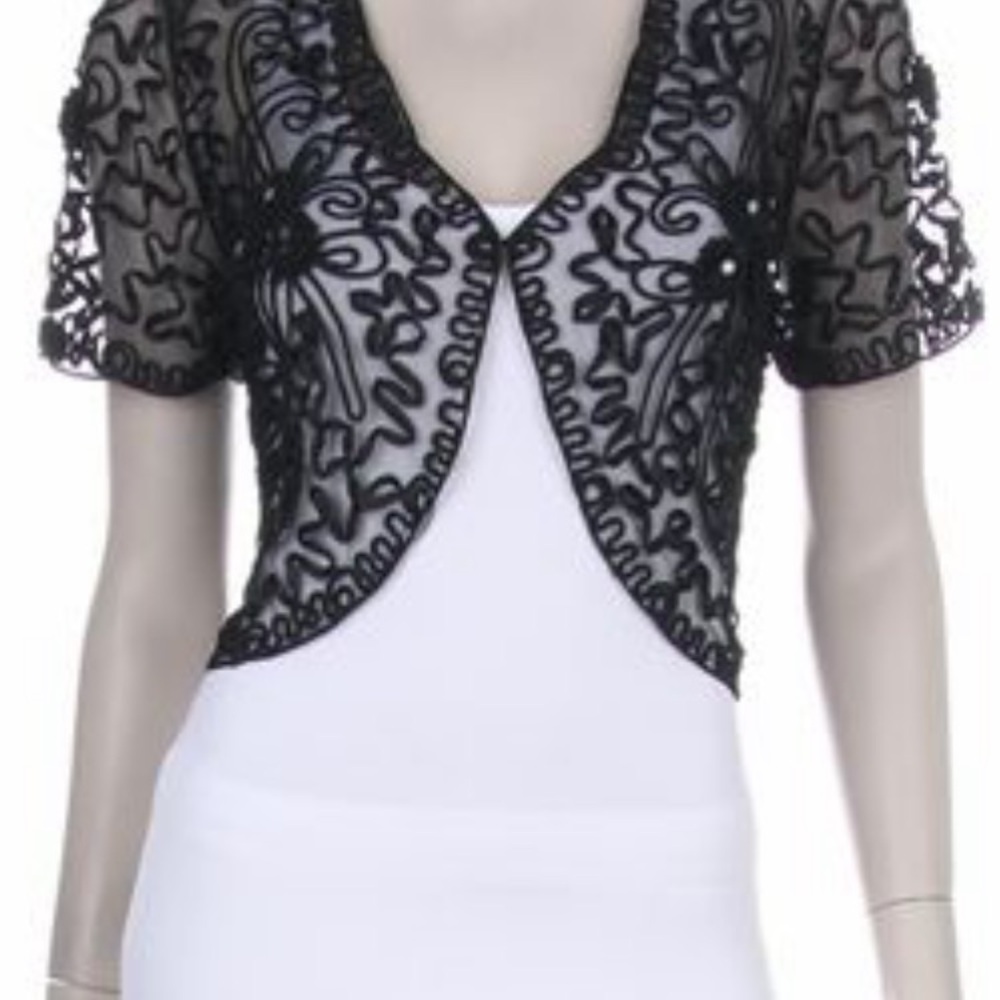 Black Sheer Embroidered Bolero 3xl
